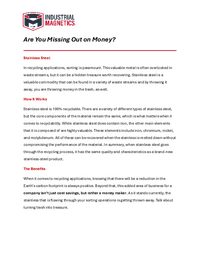 Thumbnail of document Stainless Steel Recycling